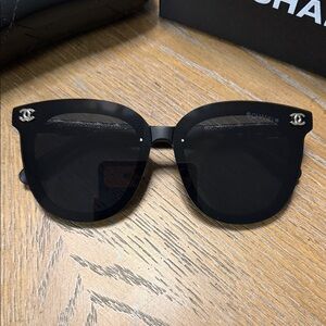 CHANEL Black Oversized Monogram Sunglasses with CC Logos
